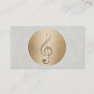 Music Clef Gold Circle Classy Linen Musical Business Card