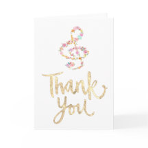 music clef gold foil thank you trendy script