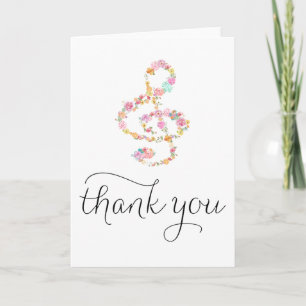music clef hand lettered thank you card