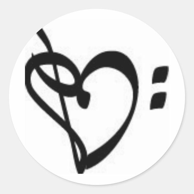 Music Clef Heart Sticker (Front)