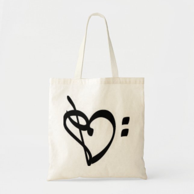 Music Clef Heart Tote Bag (Front)