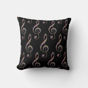Music Clef in Rainbow Cushion