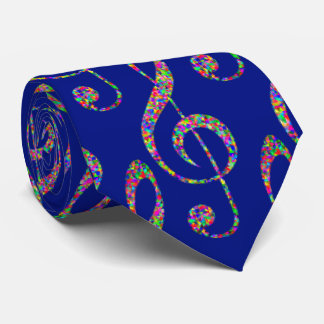 Music Clef in Rainbow  Tie