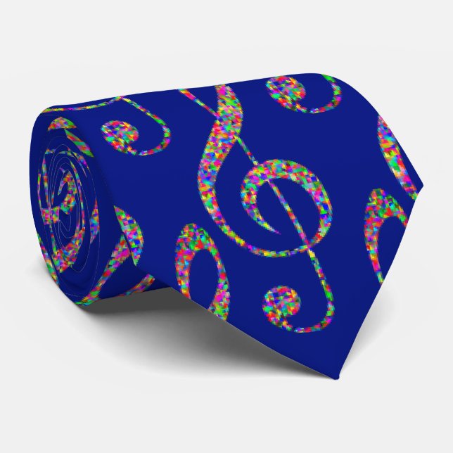 Music Clef in Rainbow  Tie (Rolled)