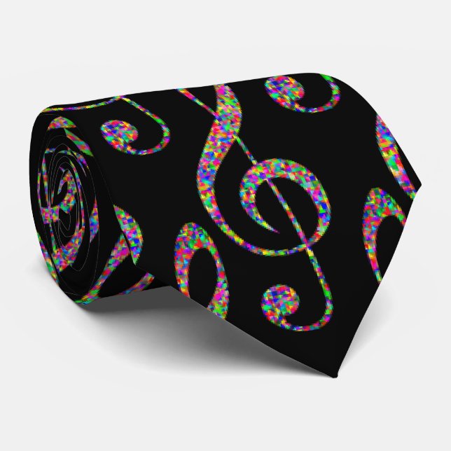 Music Clef in Rainbow  Tie (Rolled)