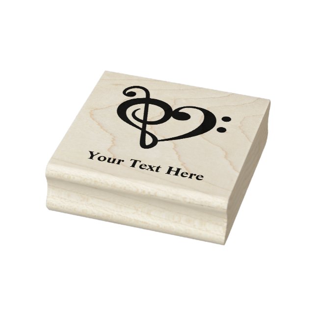 Music Clef Love Heart Rubber Stamp (Stamp)