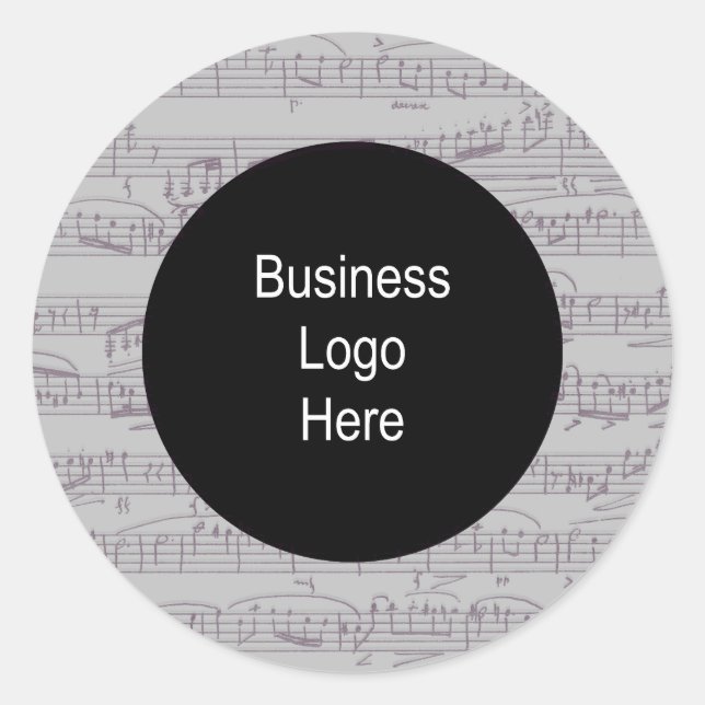 Music Clef Notes Business Logo  Classic Round Stic Classic Round Sticker (Front)