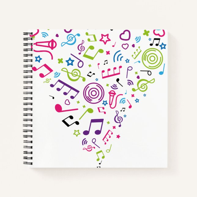 music colour pattern music notes notebook (Front)
