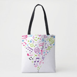 music colour pattern music notes tote bag