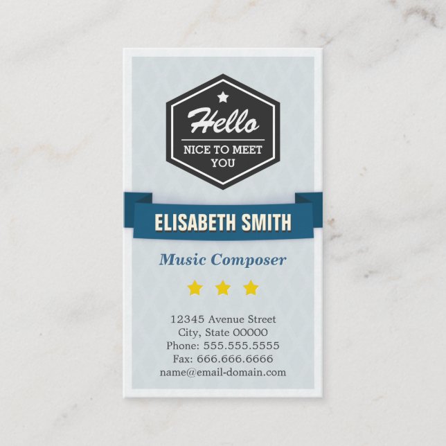 Music Composer - Creative Retro Stylish Business Card (Front)