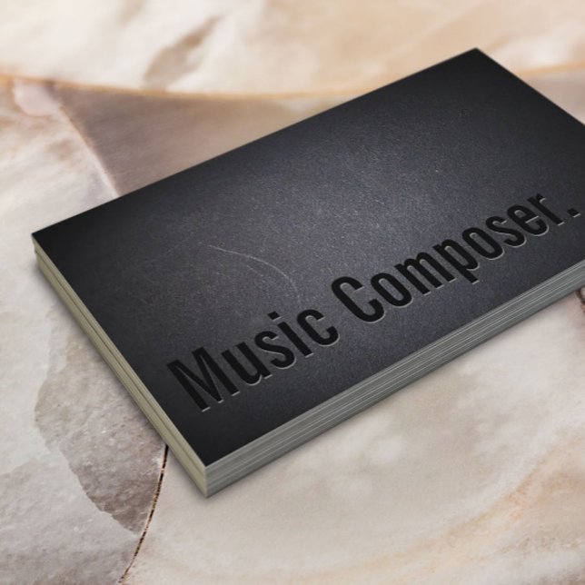 Music Composer Minimalist Typography Black Business Card (Creator Uploaded)