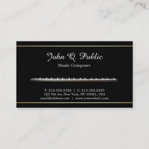 Music Composer Piano Teacher Professional Elegant Business Card