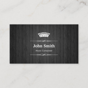 Music Composer Royal Black Wood Grain Business Card