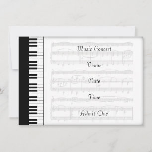 Music Concert Admission Ticket Piano Theme
