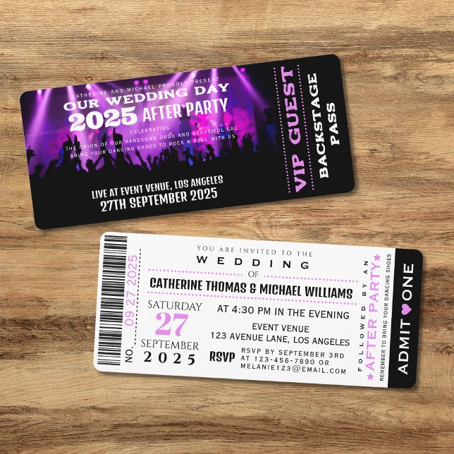 Music Concert VIP Ticket And RSVP Wedding Invitation (Creator Uploaded)