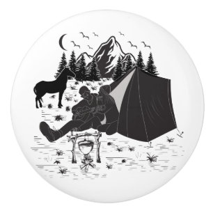 Music couple camping For celebrating valentine's Ceramic Knob