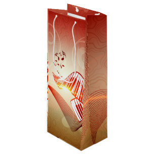 Music, curved piano keyboard with key notes wine gift bag