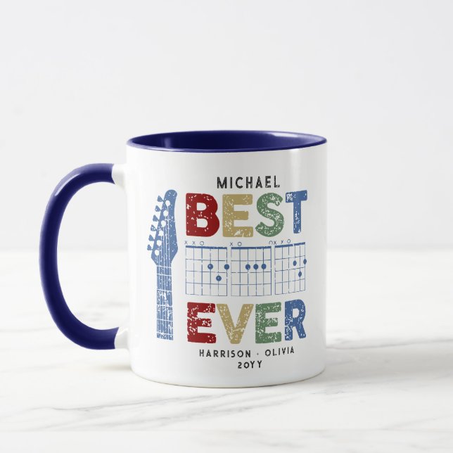 Music Dad Best Dad Ever Guitar Chords Personalised Mug (Left)