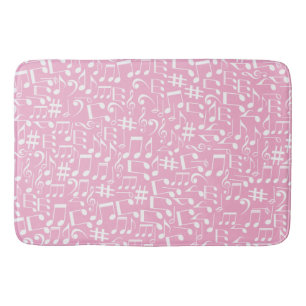 Music Dancing White Notes Soft Pink Bath Mat