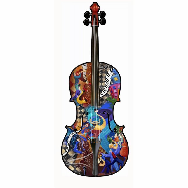Music Decor, Cello Musical Instrument Standing Photo Sculpture (Front)