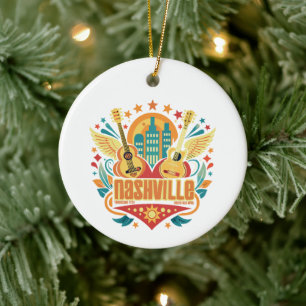 Music design for Nashville Tennessee Ceramic Tree Decoration
