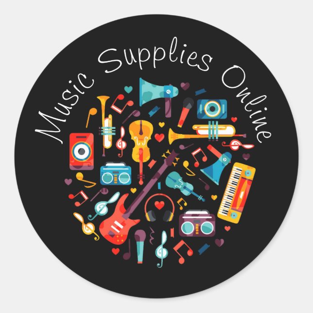 Music design Gift business branding Classic Round Sticker (Front)
