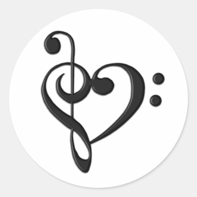 Music Design Heart Classic Round Sticker (Front)