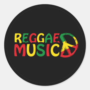Music design, reggae art classic round sticker