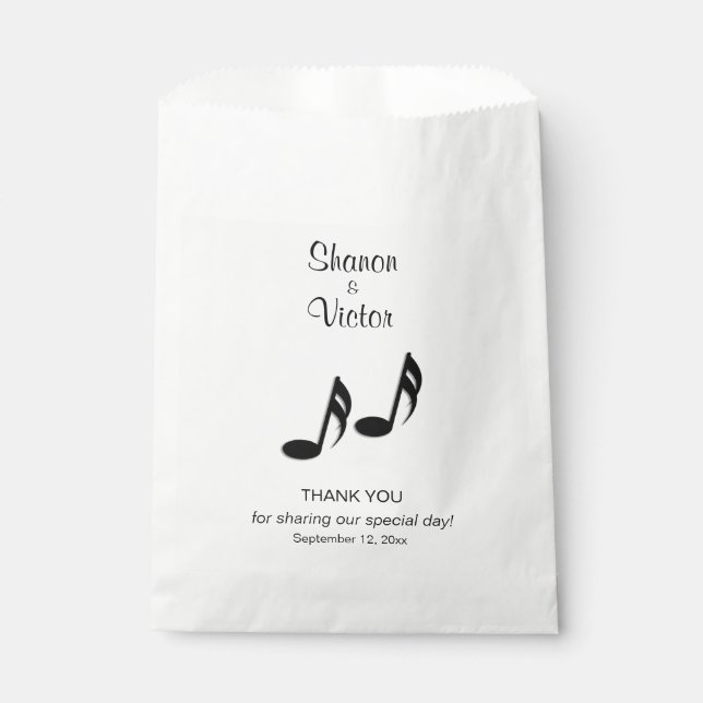 Music Design Wedding Thank You Favour Bags (Front)