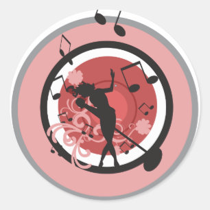 music diva vector classic round sticker