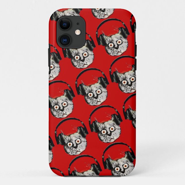 music dj cat with headphone Case-Mate iPhone case (Back)
