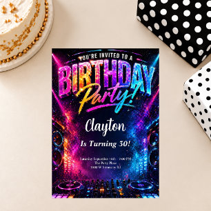 Music DJ Club Theme Birthday Party Invitation