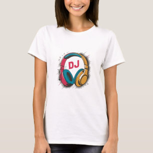 Music DJ colourful Headphones white T-Shirt