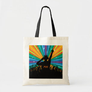 Music DJ custom monogram tote bags
