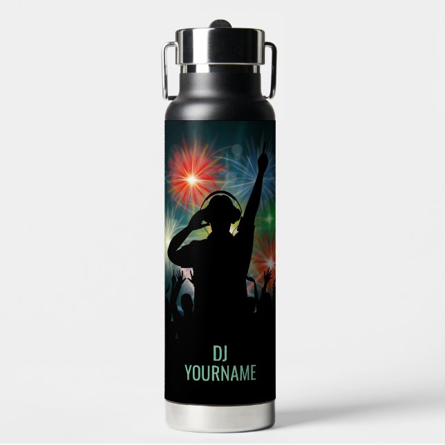 Music DJ custom name Water Bottle (Front)