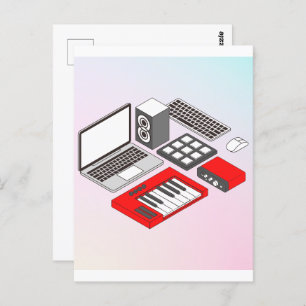 Music dj equipment postcard