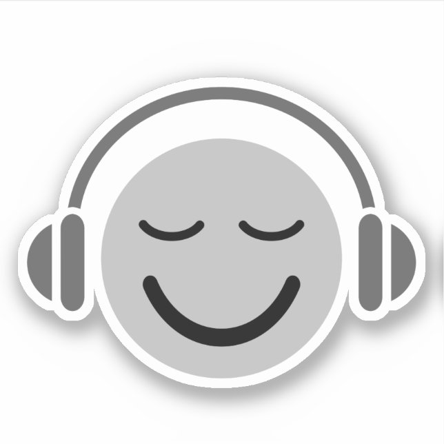 Music DJ happy face with headphones (Front)