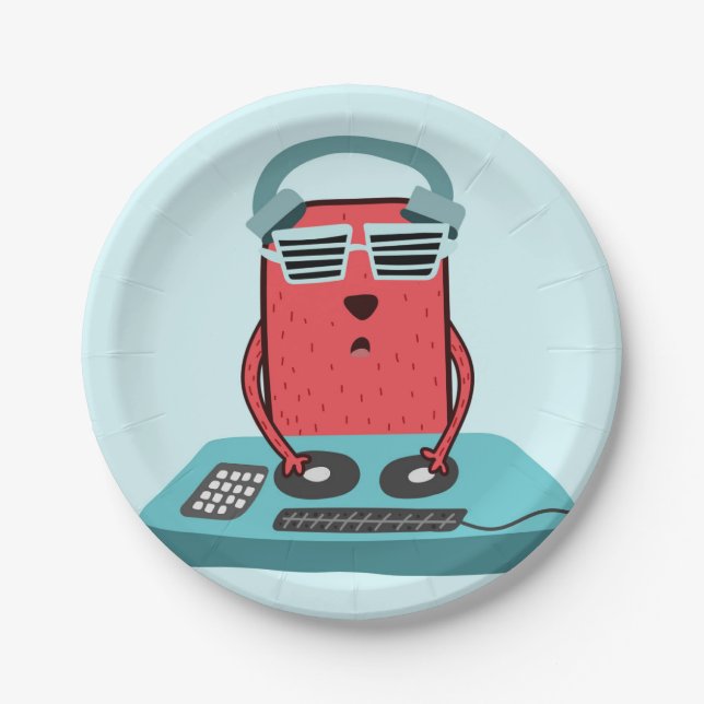 Music DJ Mixer School Band Cool Musician Art Paper Plate (Front)