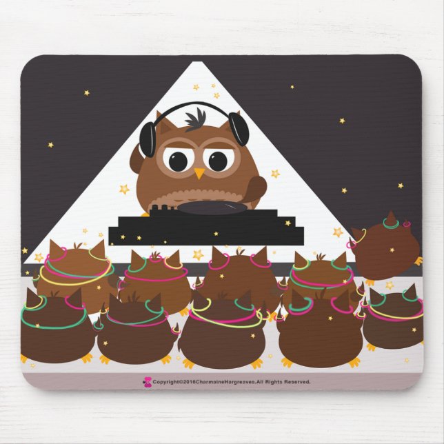 Music DJ Owl Design - Mousepad (Front)