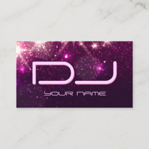 Music DJ - Shiny Pink Glitter Business Card