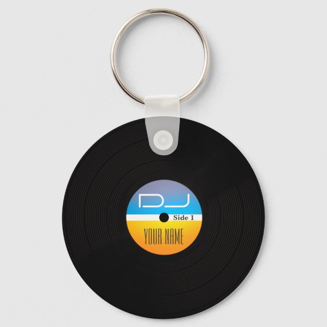 Music DJ stlye vinyl cover Key Ring (Front)