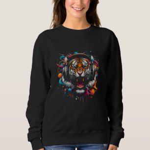 Music DJ Tiger with Headphones Art Colourful Wild Sweatshirt