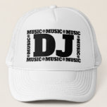 Music DJ Trucker Hat<br><div class="desc">The perfect hat for the DJ,  music fan,  or culture fan of the family! Features custom collage of music text and speakers with bold DJ text centre. Enjoy!</div>