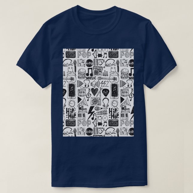 Music Doodles Graphic 1  T-Shirt (Design Front)