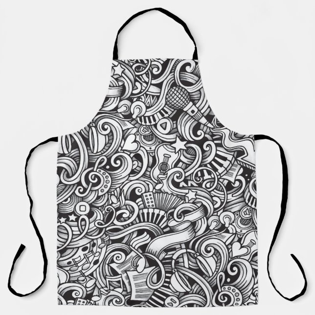 Music Doodles Vintage Background Apron (Front)