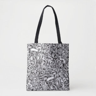 Music Doodles Vintage Background Tote Bag