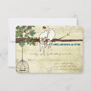 Music Dove Lovebird Sitting In a Tree Wedding RSVP