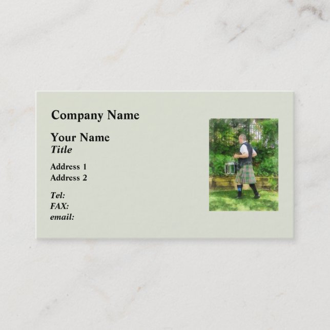 Music - Drummer in Pipe Band Business Card (Front)