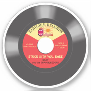 Music earworm 45 vinyl record single personalised