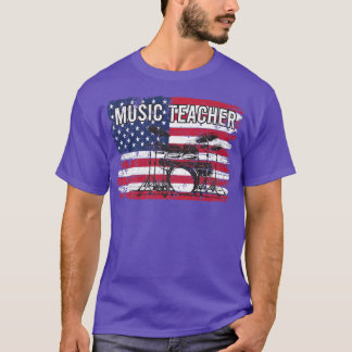 Music Education for Patriotic USA Drums Music Teac T-Shirt